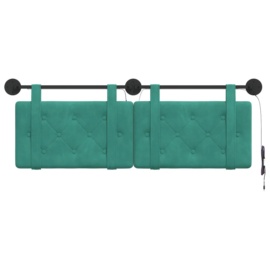 Tête de lit suspendue Avec lumière LED Turquoise Velours - 6
