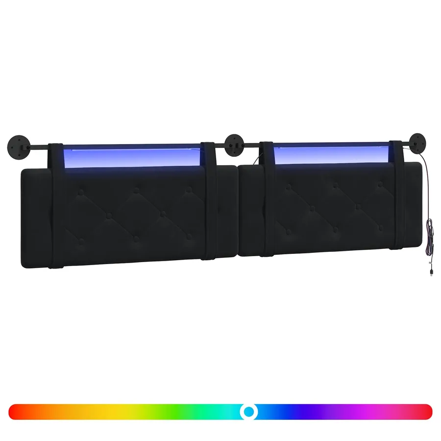 Tête de lit suspendue Avec lumière LED Noir Velours - 2