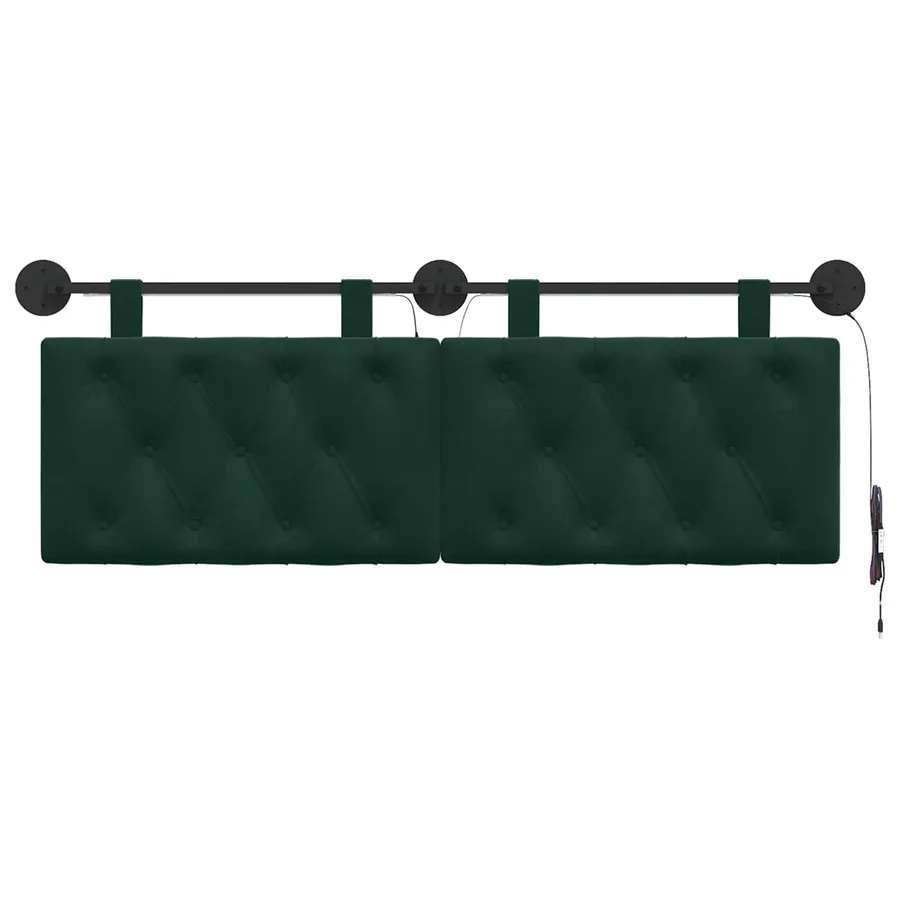 Tête de lit suspendue Avec lumière LED Vert foncé Velours - 6