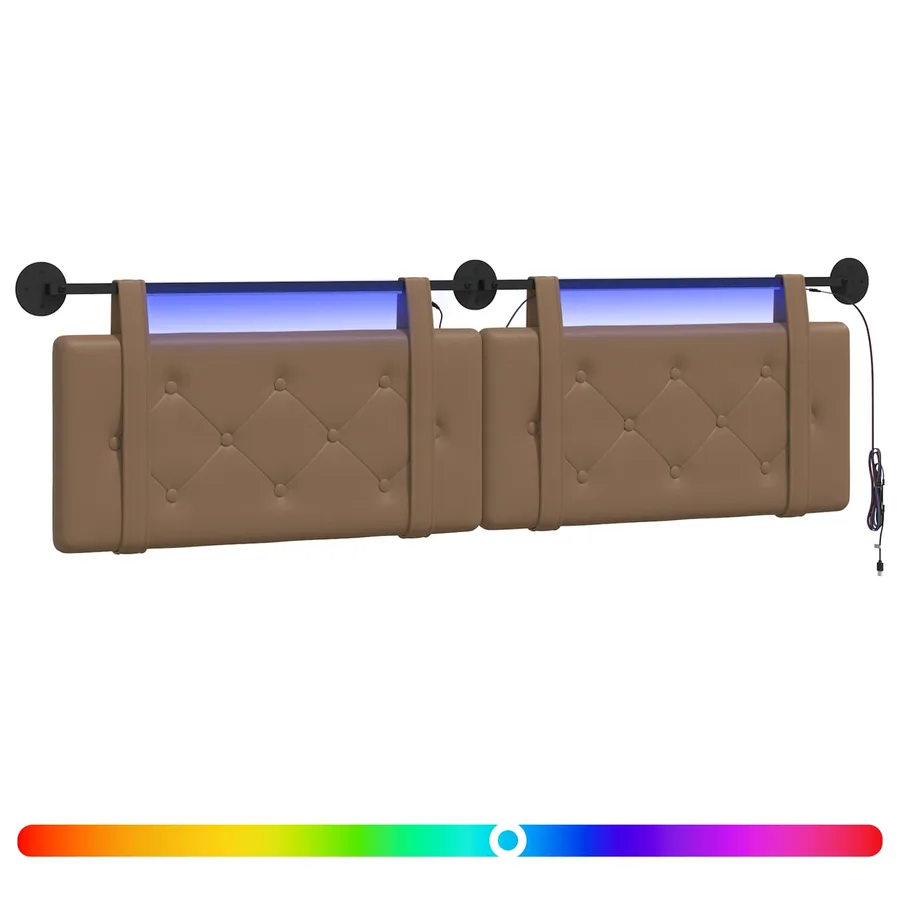 Tête de lit suspendue Avec lumière LED Cappuccino Simili cuir - 2