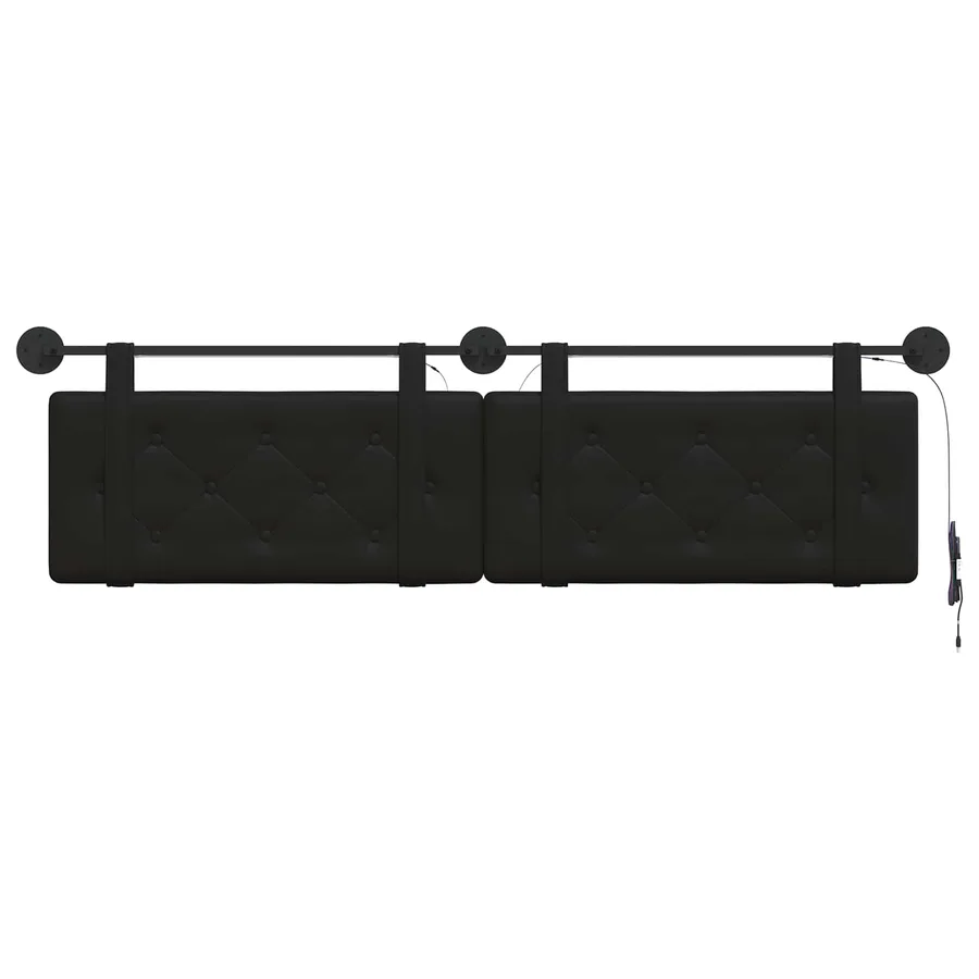 Tête de lit suspendue Avec lumière LED Noir Simili cuir - 6