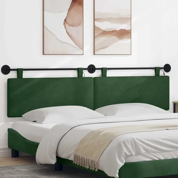 Tête de lit suspendue Vert Jungle Tissu en velours côtelé
