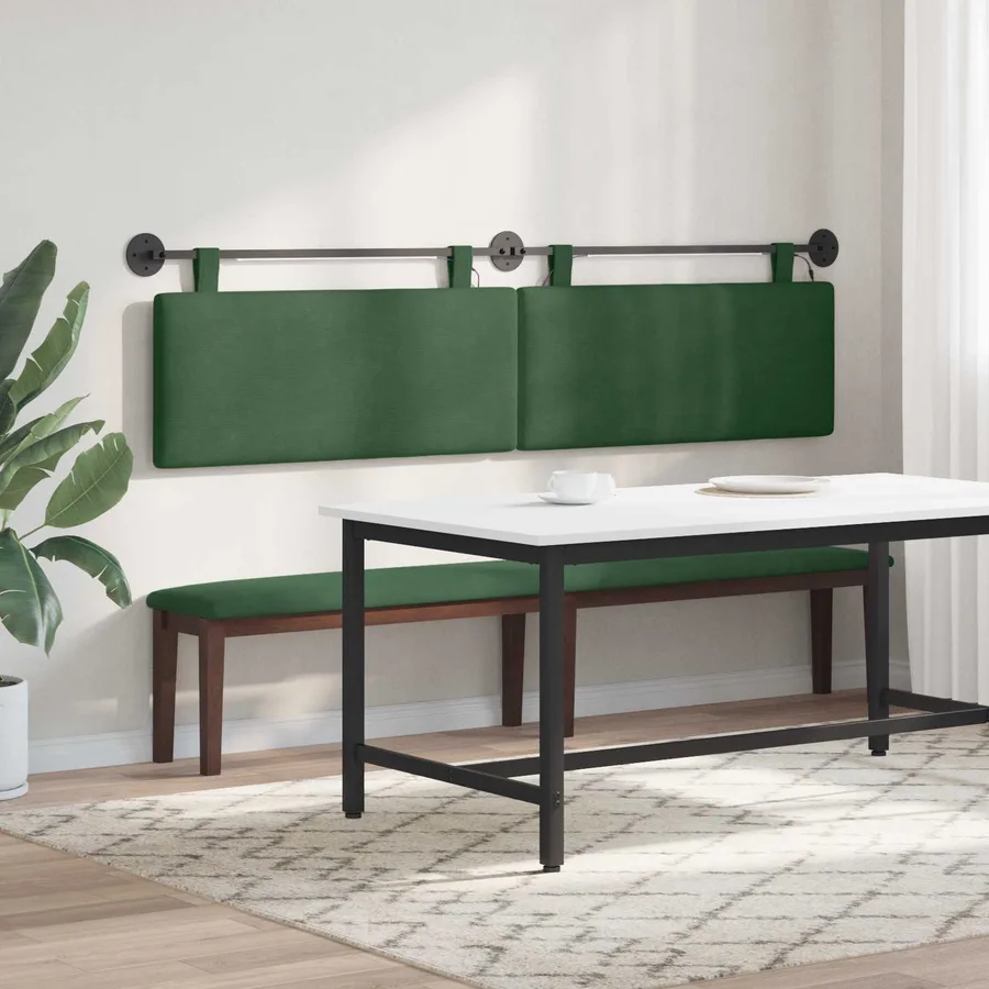 Tête de lit suspendue Vert Jungle Tissu en velours côtelé - 4