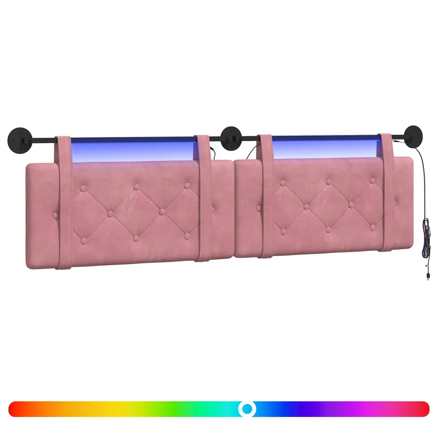 Tête de lit suspendue Avec lumière LED Rose Velours - 2