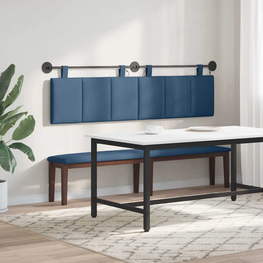 Tête de lit suspendue Avec lumière LED Bleu Tissu - 4