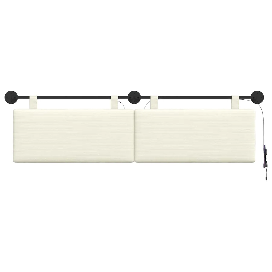 Tête de lit suspendue Crème Tissu en velours côtelé - 6