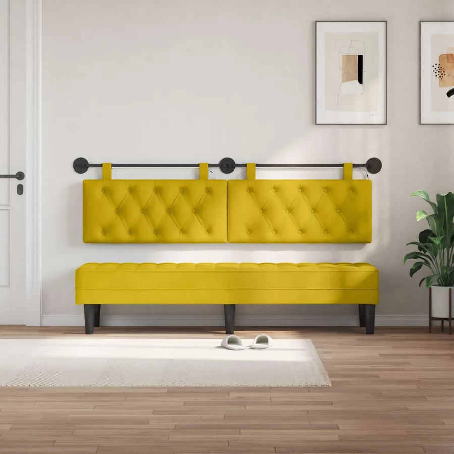 Tête de lit suspendue Avec lumière LED Jaune Velours - 3