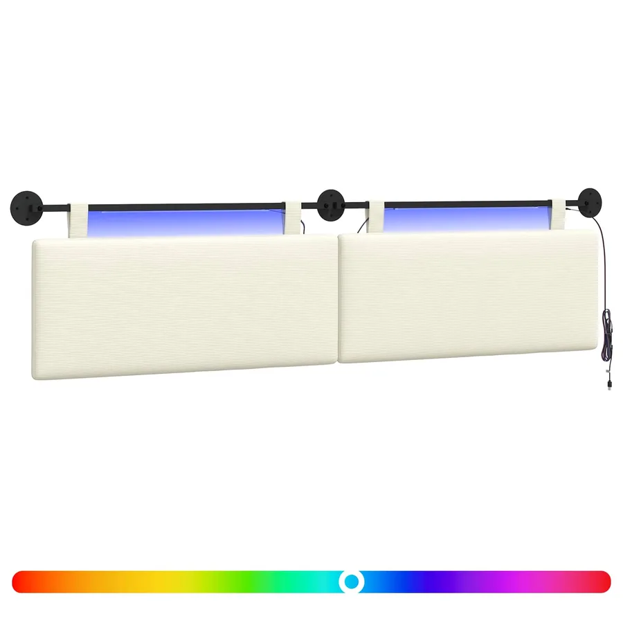 Tête de lit suspendue Crème Tissu en velours côtelé - 2