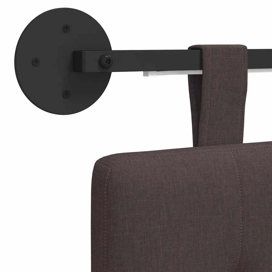Tête de lit suspendue Avec lumière LED Marron foncé Tissu - 8