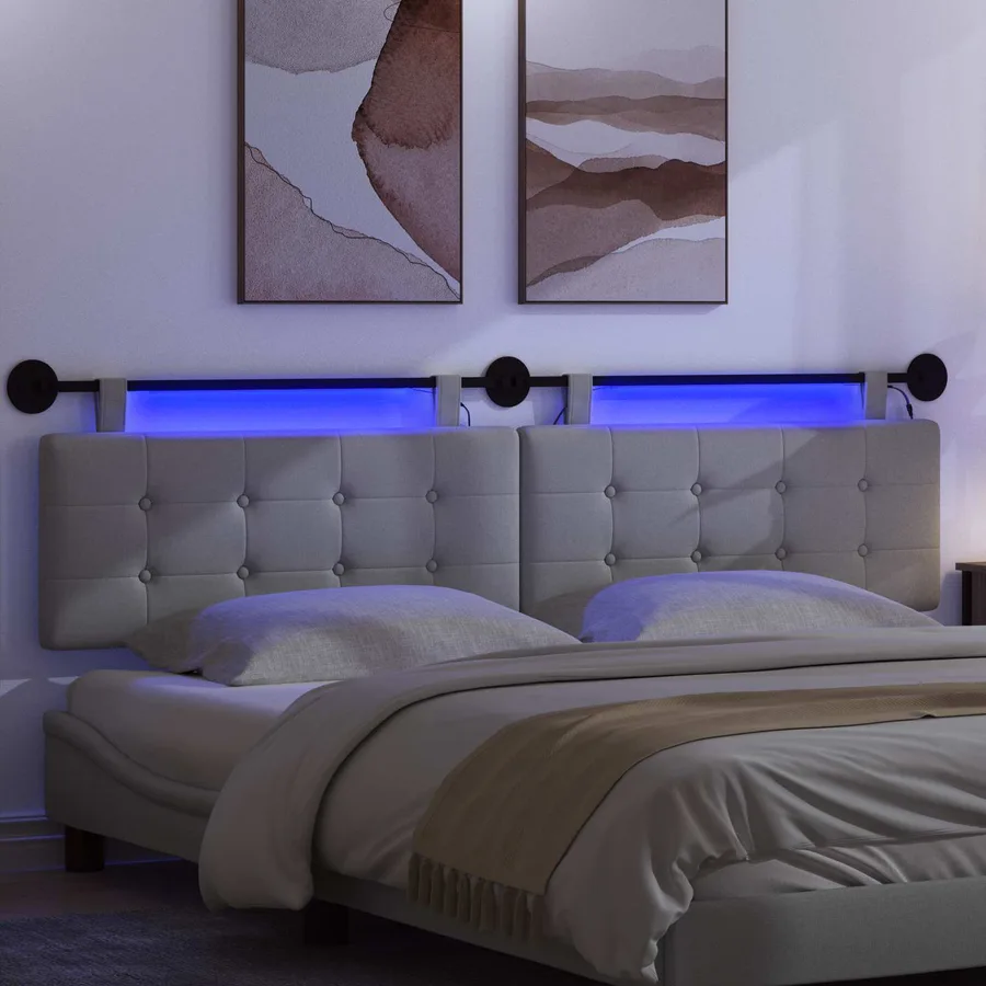 Tête de lit suspendue Avec lumière LED Gris clair Tissu - 5