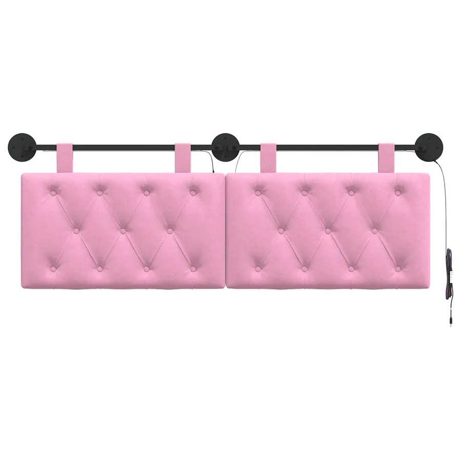 Tête de lit suspendue Avec lumière LED Rose Tissu - 6