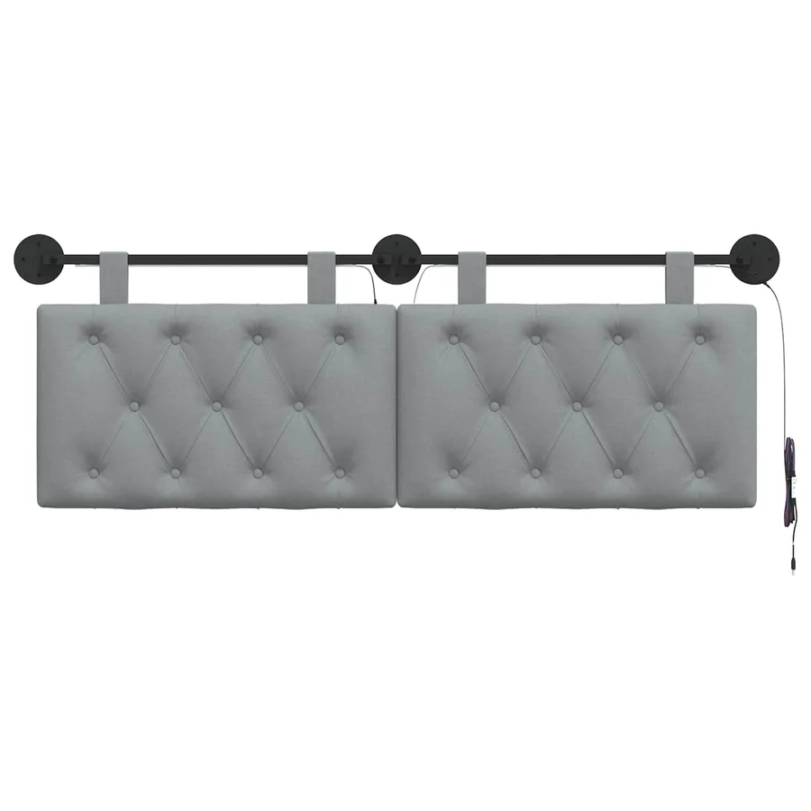 Tête de lit suspendue Avec lumière LED Gris clair Tissu - 6