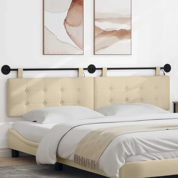 Tête de lit suspendue Avec lumière LED Crème Tissu