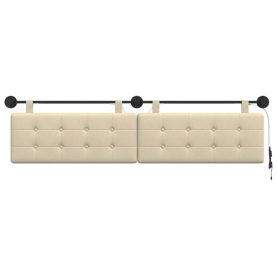 Tête de lit suspendue Avec lumière LED Crème Tissu - 6