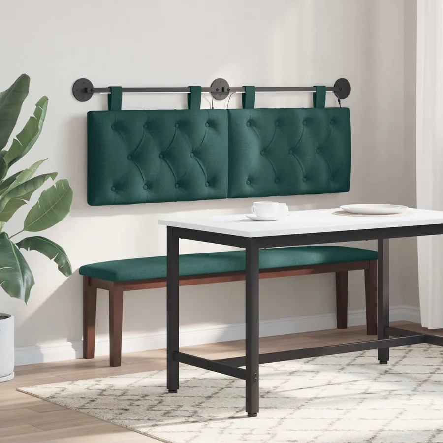 Tête de lit suspendue Avec lumière LED Vert foncé Tissu - 4