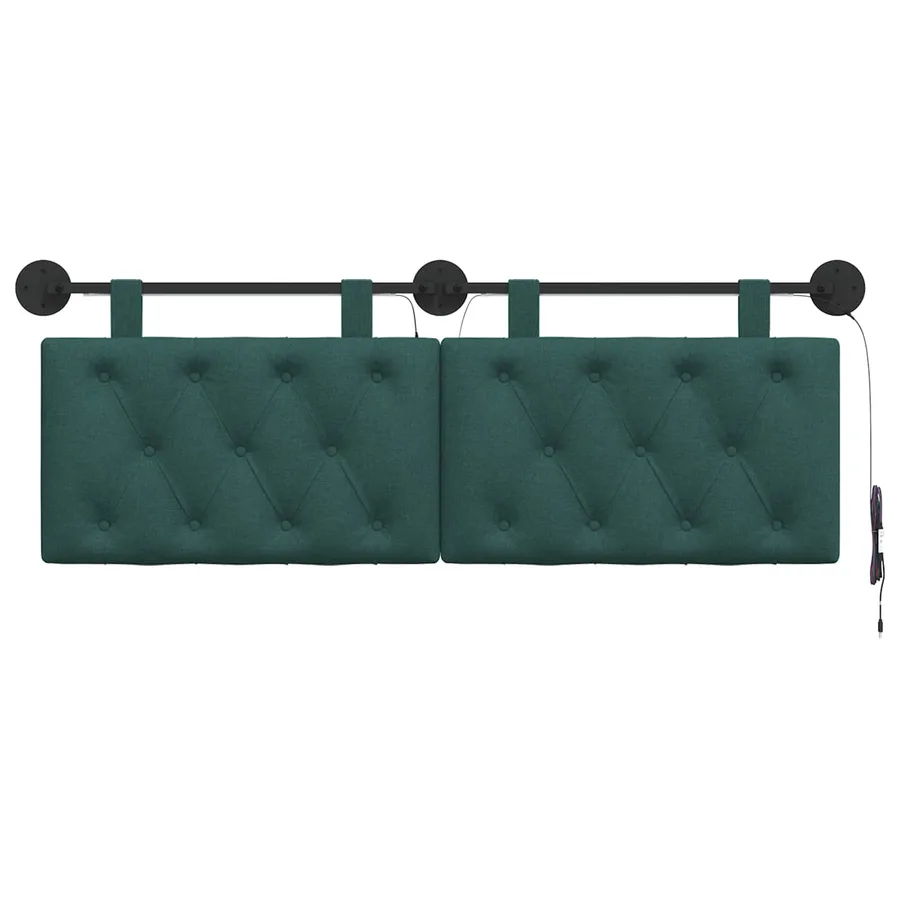 Tête de lit suspendue Avec lumière LED Vert foncé Tissu - 6