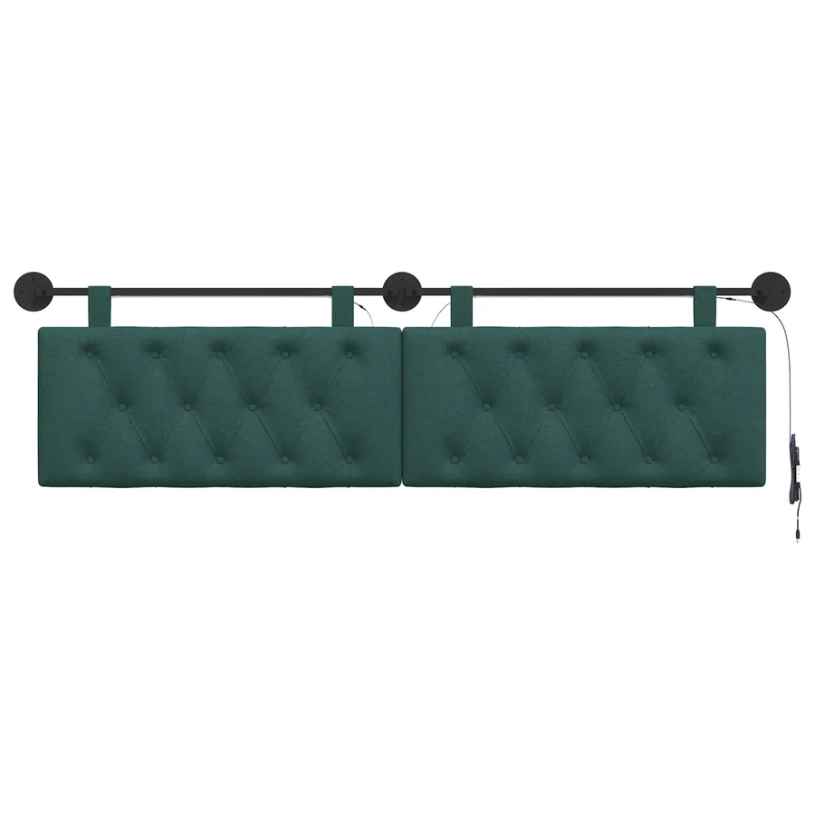 Tête de lit suspendue Avec lumière LED Vert foncé Tissu - 6
