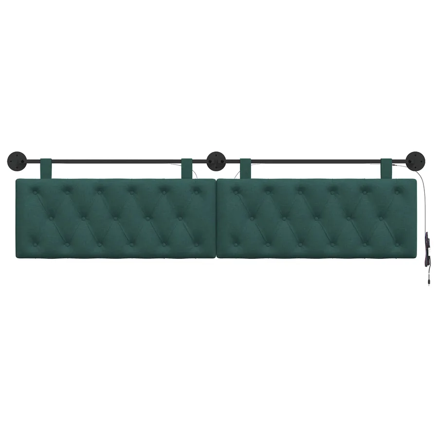 Tête de lit suspendue Avec lumière LED Vert foncé Tissu - 6