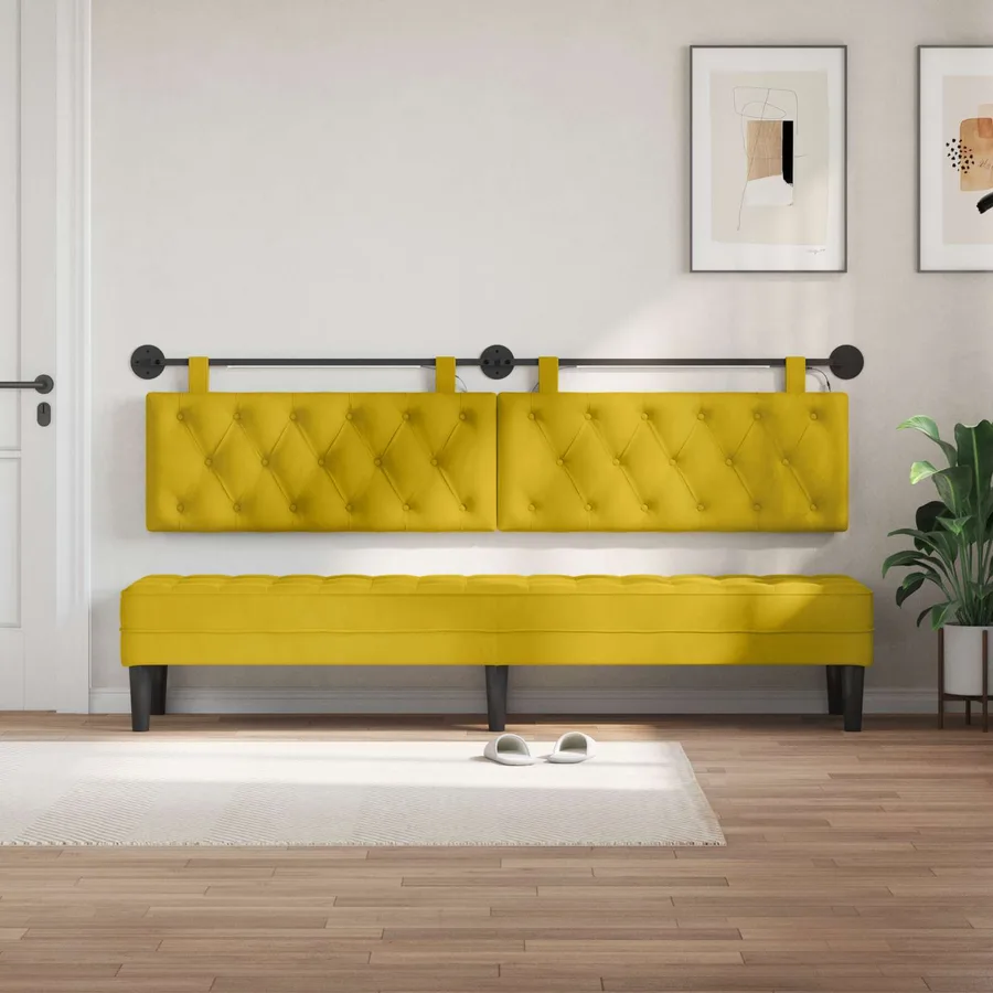 Tête de lit suspendue Avec lumière LED Jaune Velours - 3