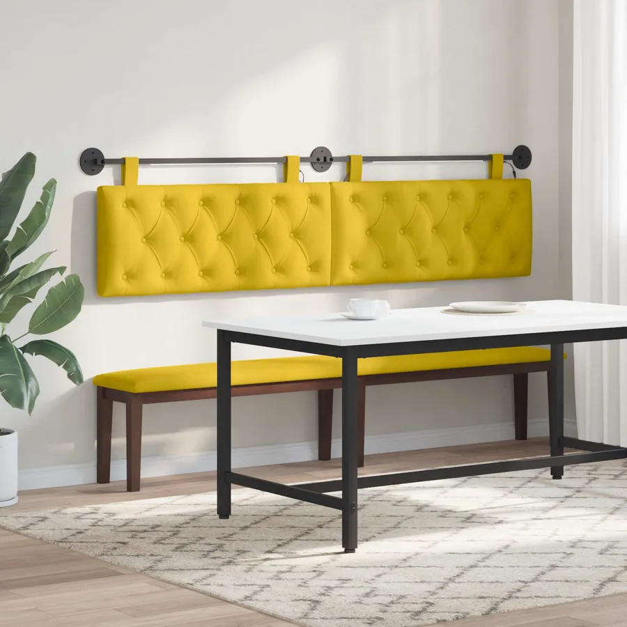Tête de lit suspendue Avec lumière LED Jaune Velours - 4