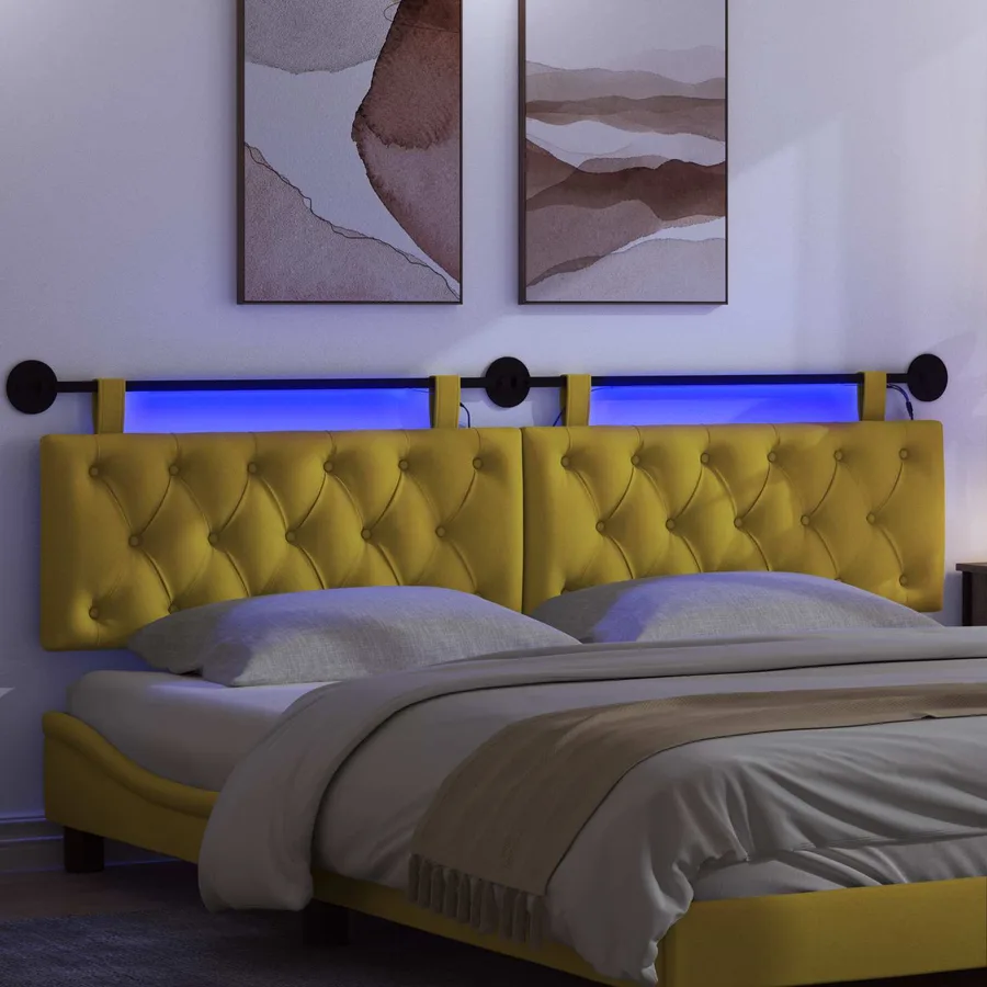 Tête de lit suspendue Avec lumière LED Jaune Velours - 5