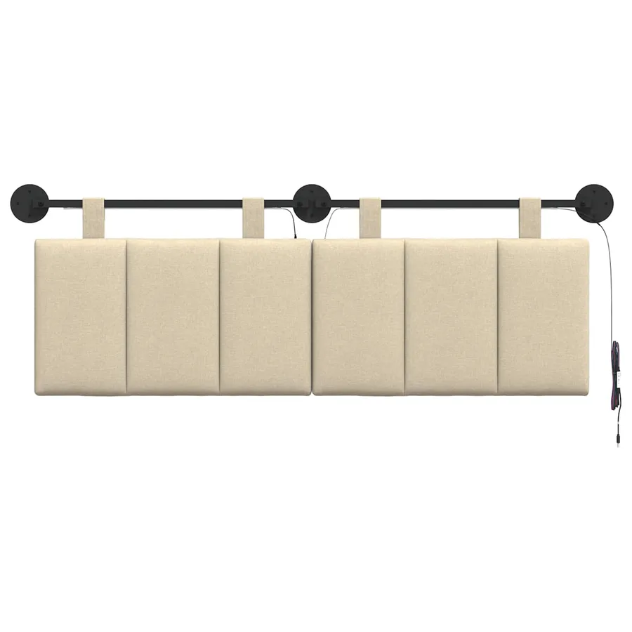 Tête de lit suspendue Avec lumière LED Crème Tissu - 6