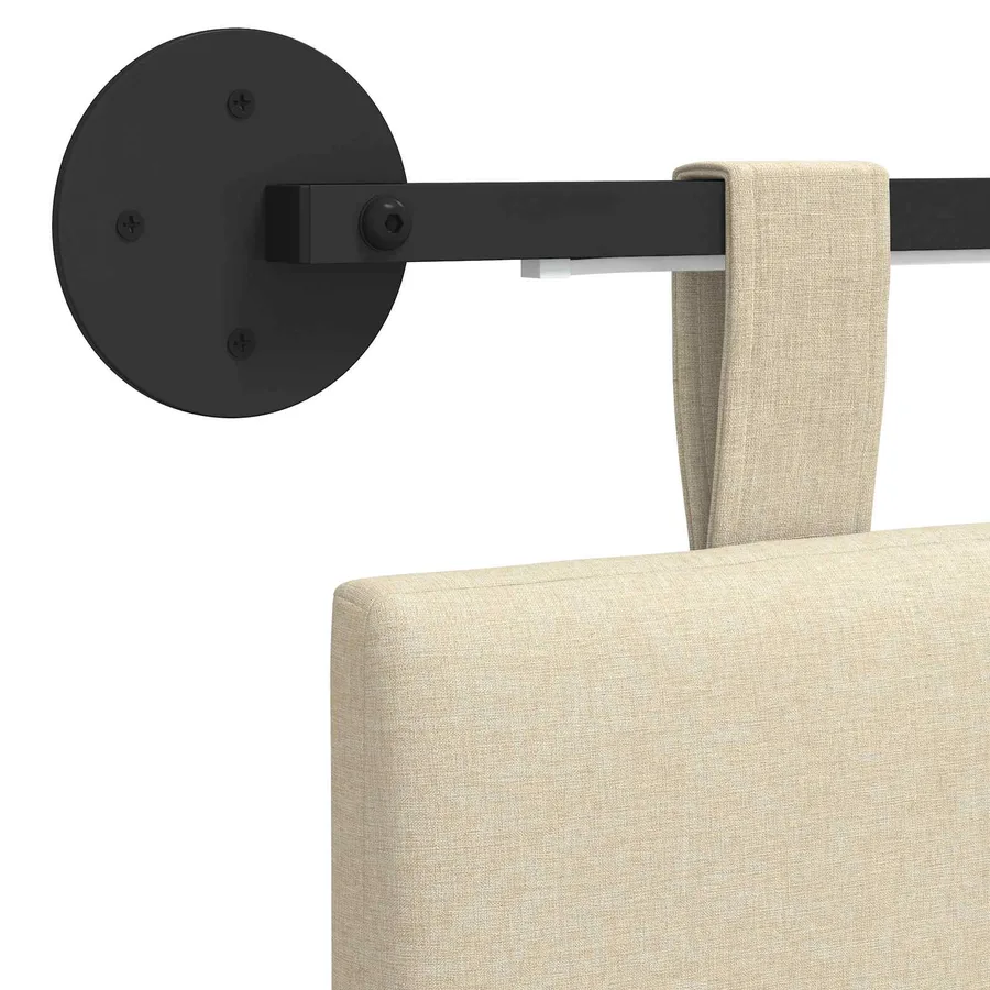 Tête de lit suspendue Avec lumière LED Crème Tissu - 8
