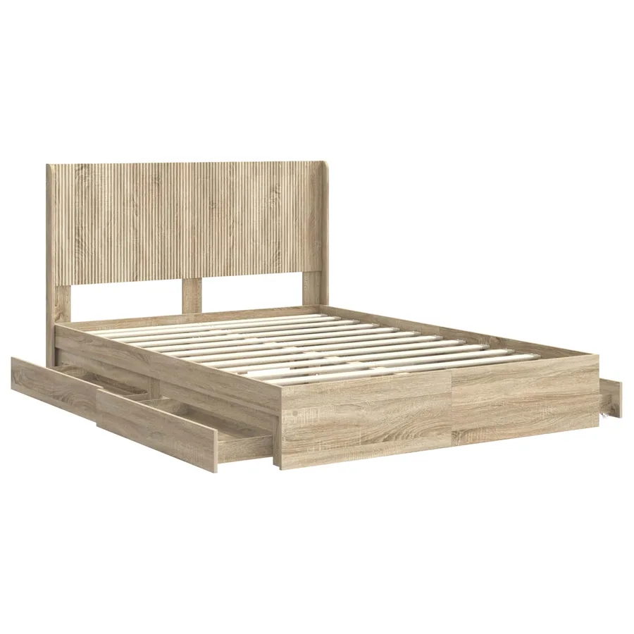 Cadre de lit avec rangement et tête de lit 2 pc - 5