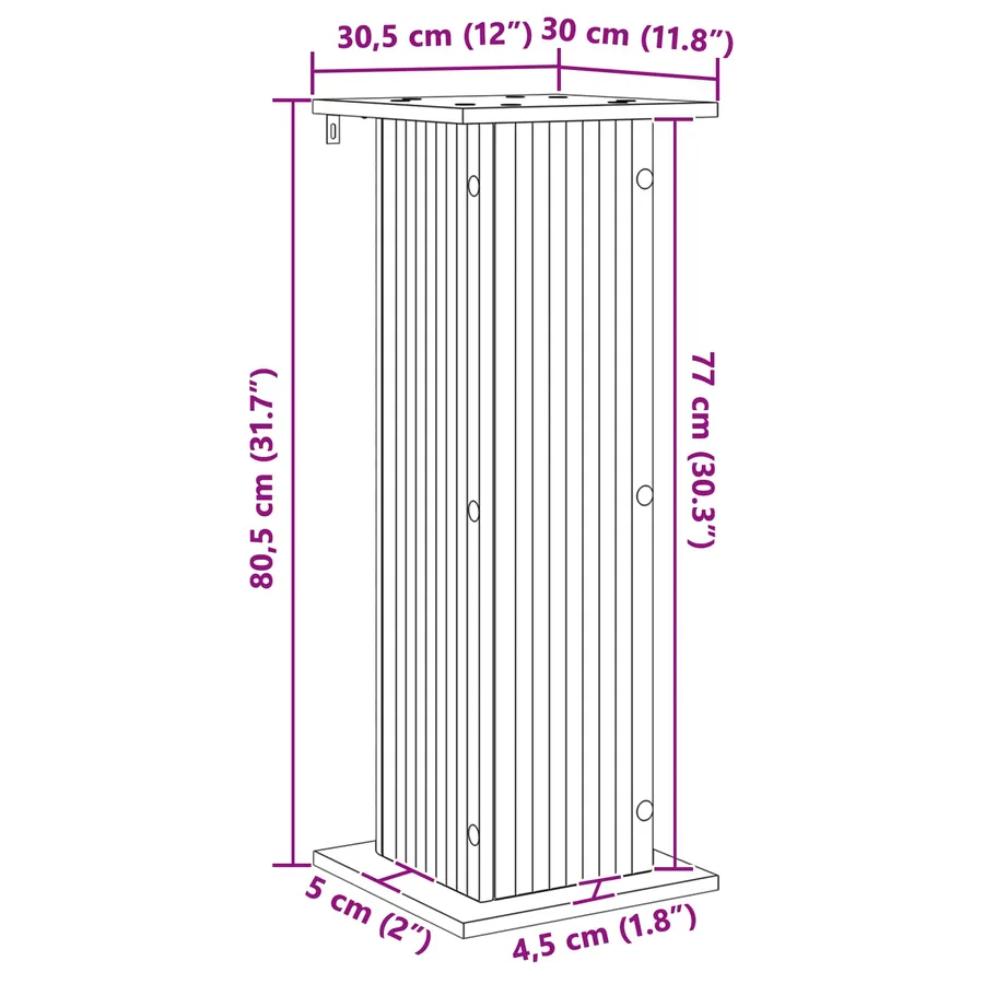 Support de Plante 2 pcs Chêne Sonoma 30,5 x 30 x 80,5 cm - 10