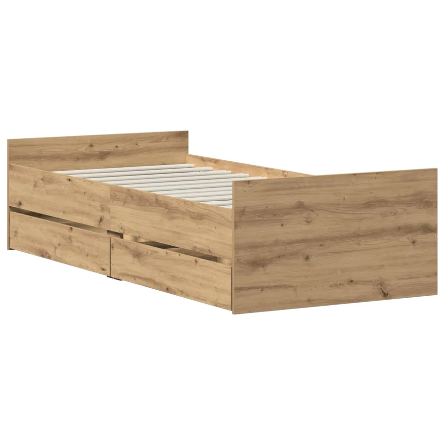 Cadre de lit Chêne artisanal 90 x 200 cm Bois d'ingénierie - 2
