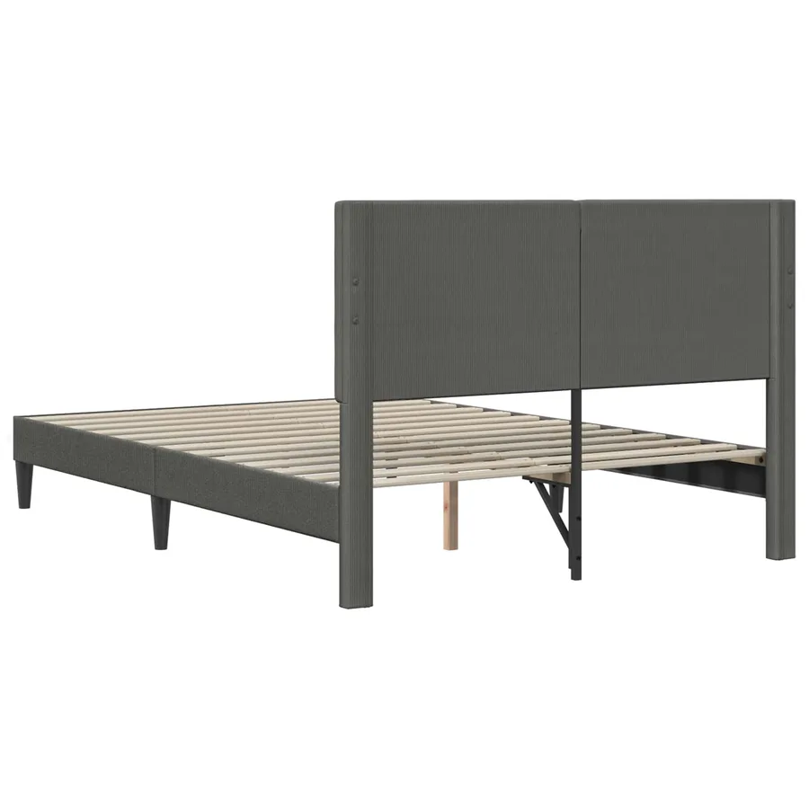 Cadre de lit Gris foncé 120 x 190 cm Tissu en velours côtelé - 6