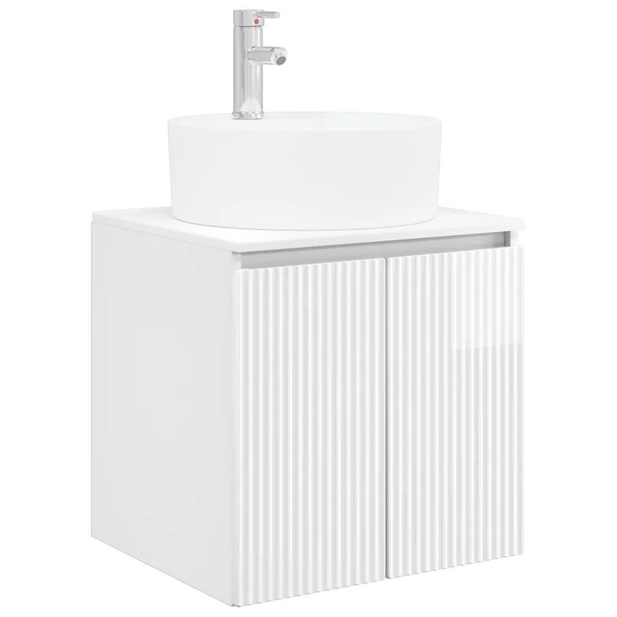 Vanité de lavabo mural Blanc brillant 49,5 x 44,5 x 65 cm - 2