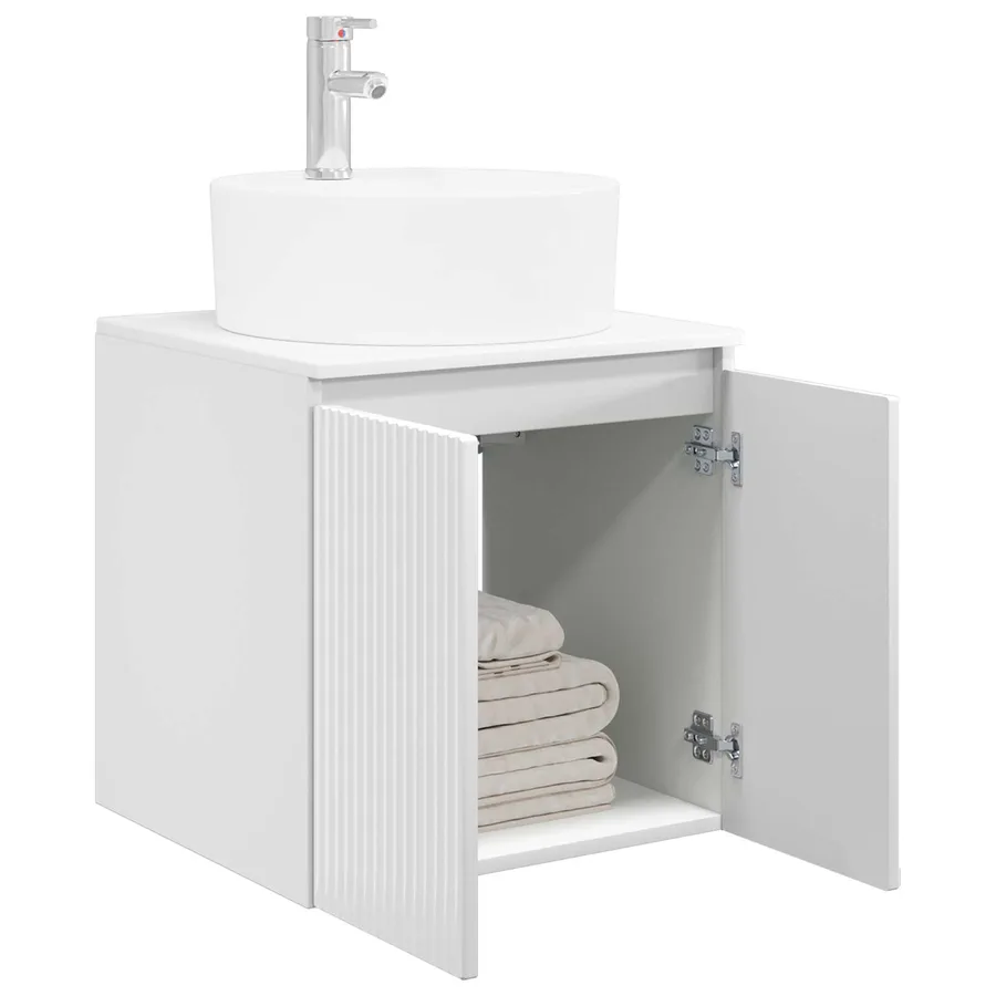Vanité de lavabo mural Blanc brillant 49,5 x 44,5 x 65 cm - 3