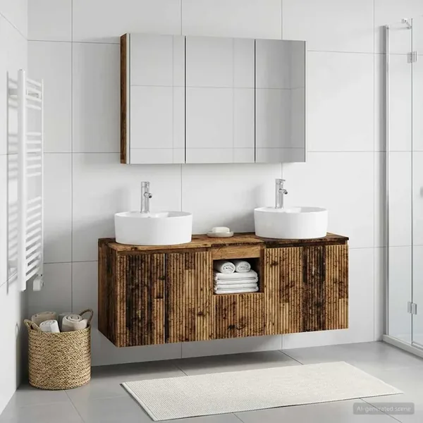 Ensemble d'armoire de salle de bain 4 pcs Bois ancien