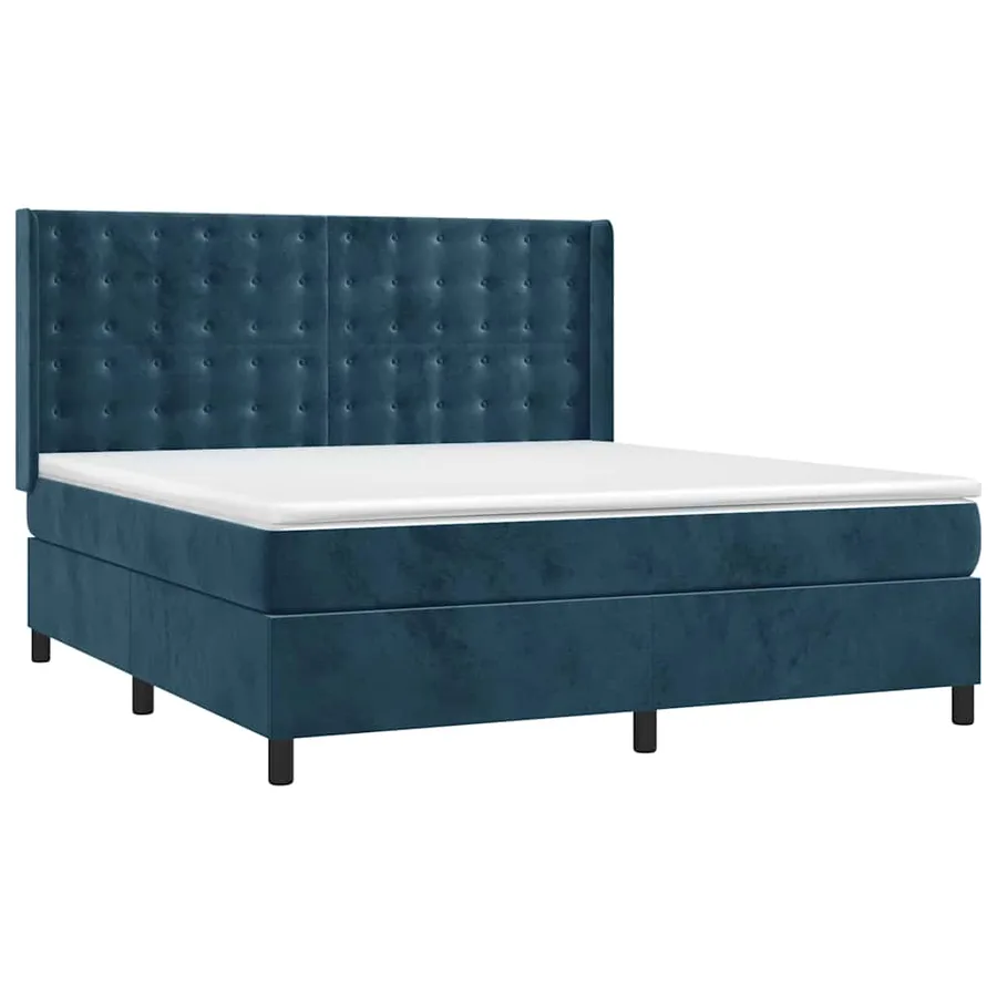 Sommier à lattes de lit matelas et LED Bleu foncé 160x200 cm - 3
