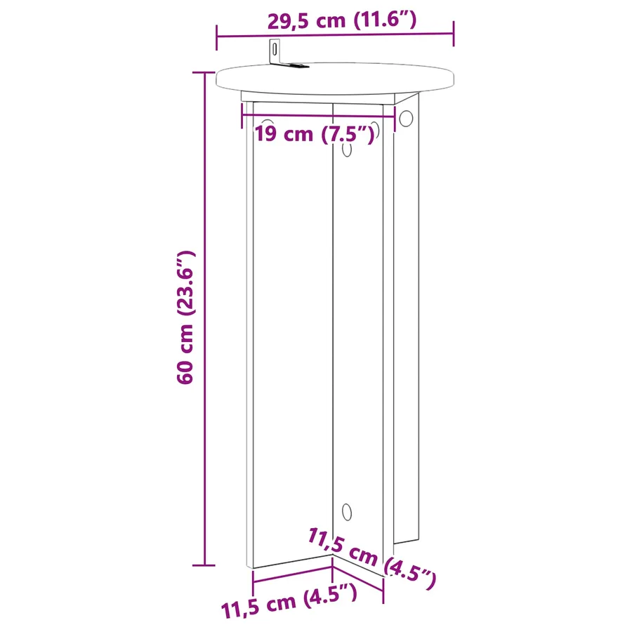 Support de Plante 2 pc Chêne artisanal 29,5 x 29,5 x 60 cm - 11