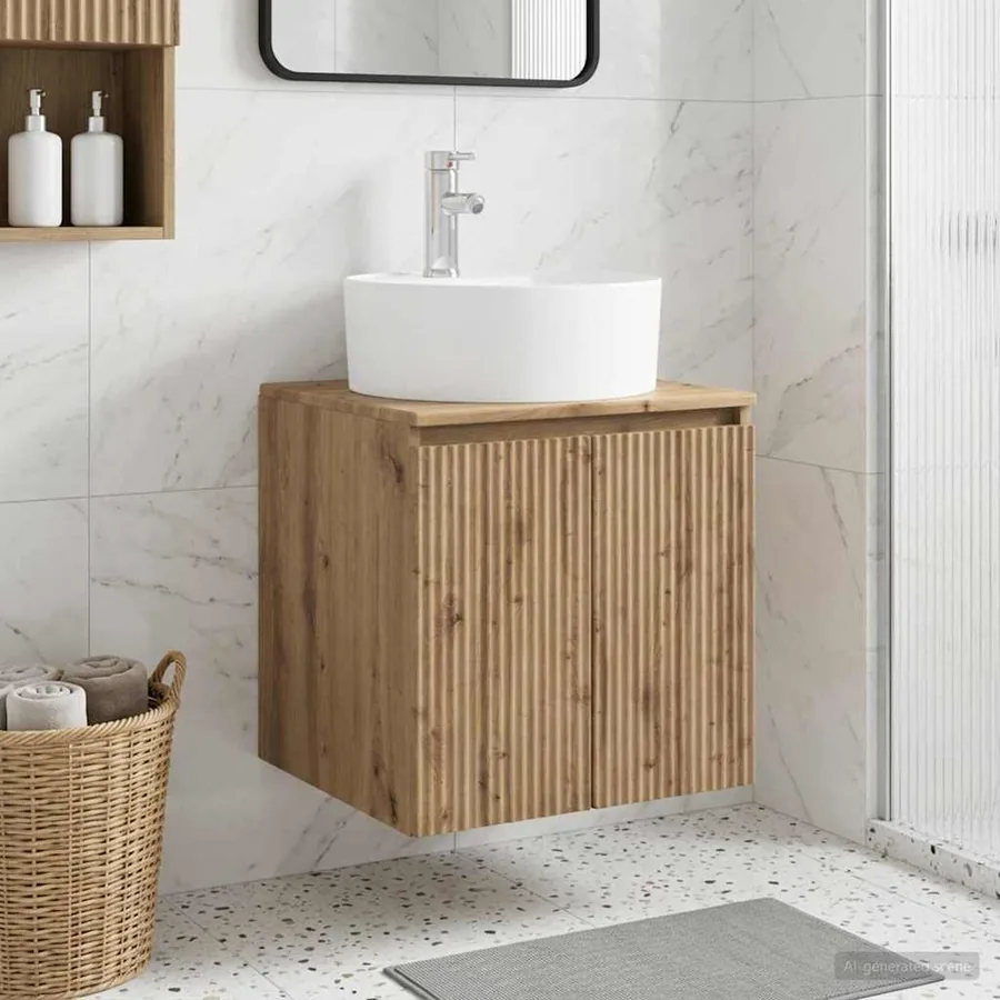 Vanité de lavabo mural Chêne artisanal 49,5 x 44,5 x 65 cm