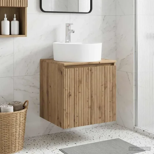 Vanité de lavabo mural Chêne artisanal 49,5 x 44,5 x 65 cm