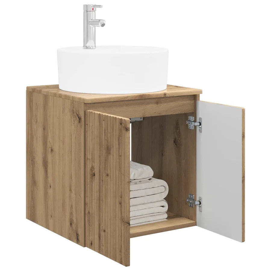 Vanité de lavabo mural Chêne artisanal 49,5 x 44,5 x 65 cm - 3