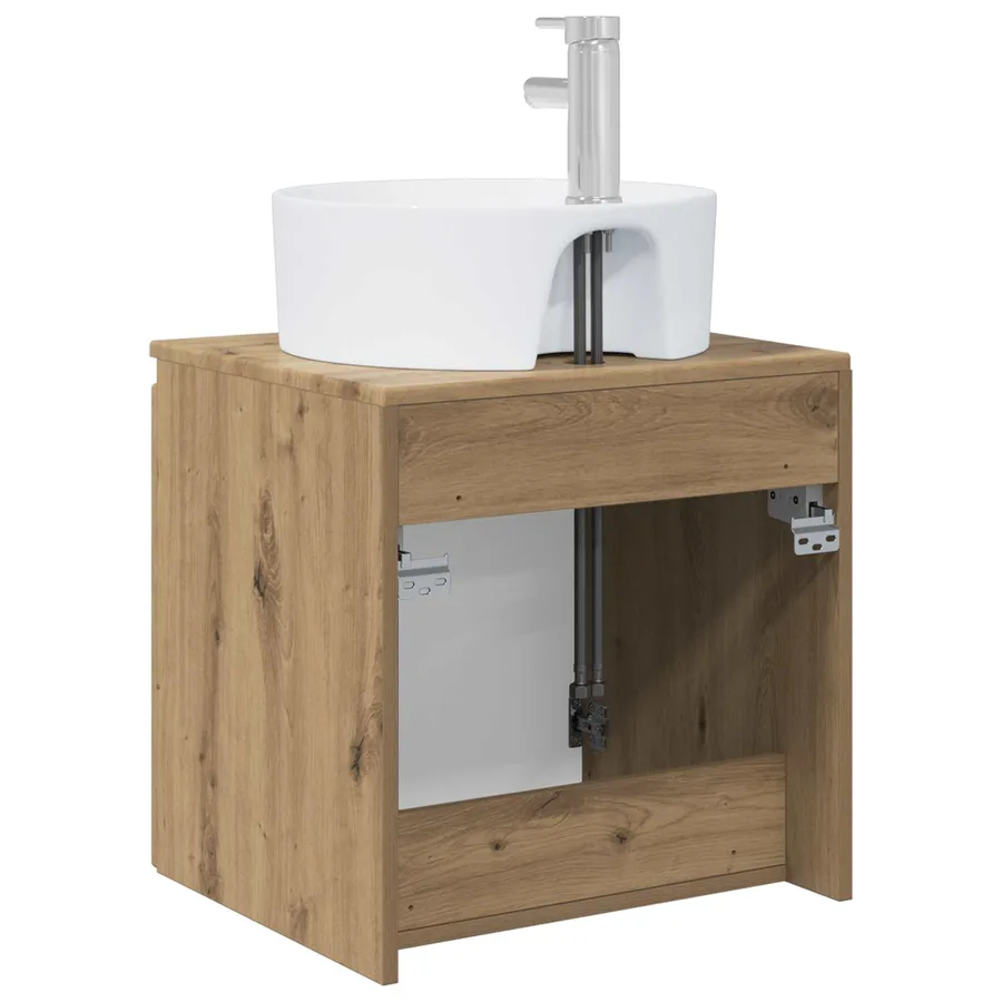 Vanité de lavabo mural Chêne artisanal 49,5 x 44,5 x 65 cm - 5