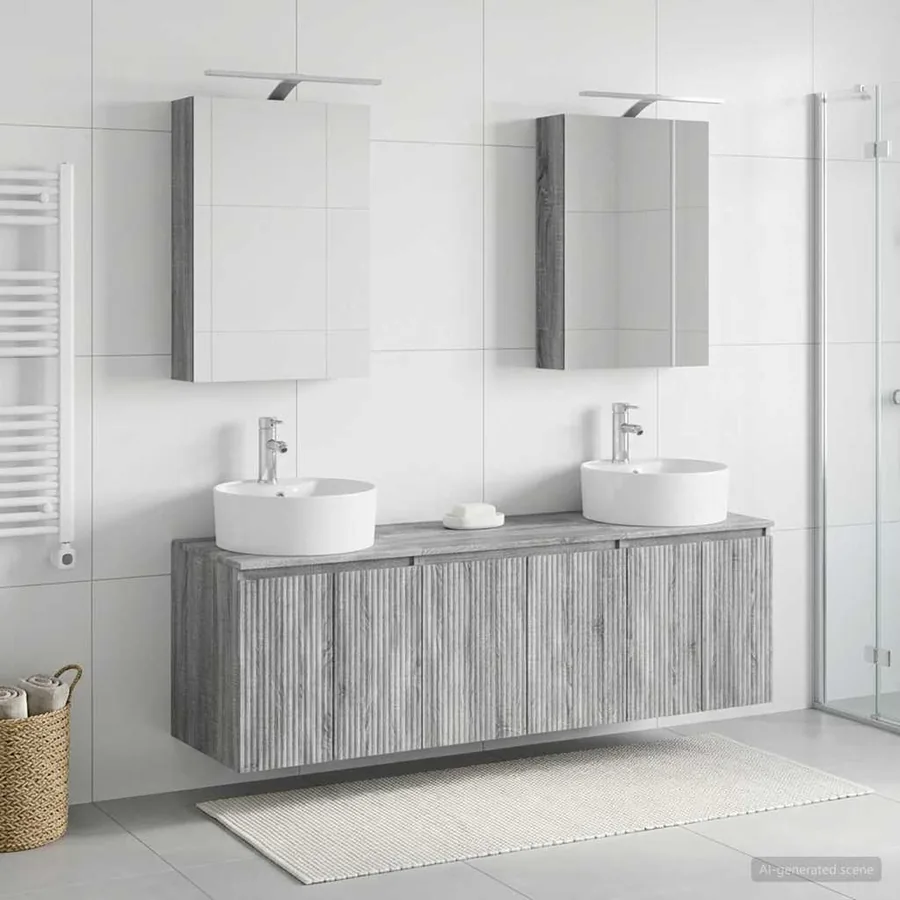 Ensemble d'armoire de salle de bain 5 pcs Sonoma gris