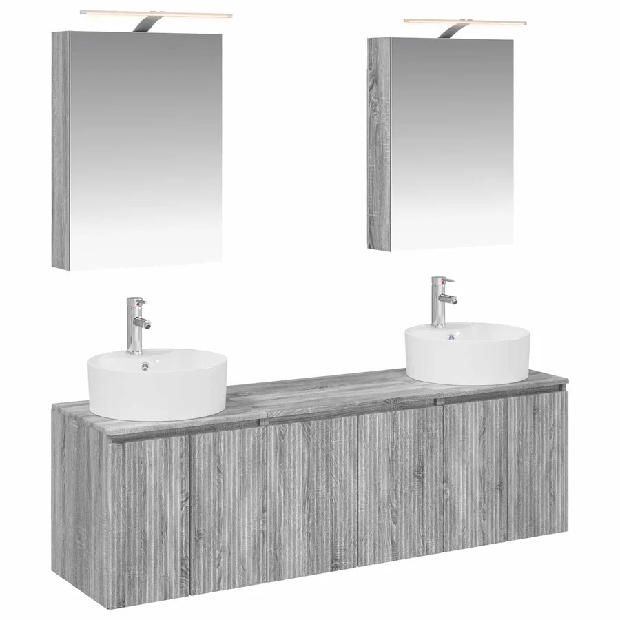 Ensemble d'armoire de salle de bain 5 pcs Sonoma gris - 2