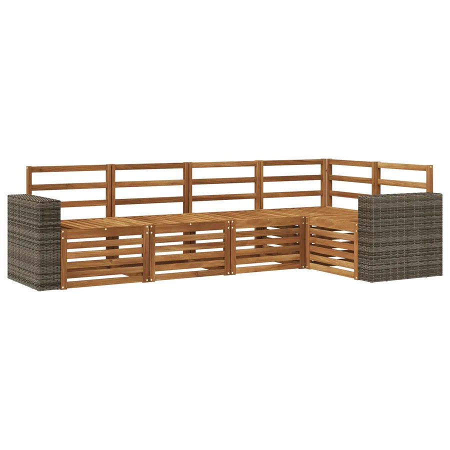 Ensemble de canapé d'angle 5 pcs Naturel Bois d'Acacia Massif - 2