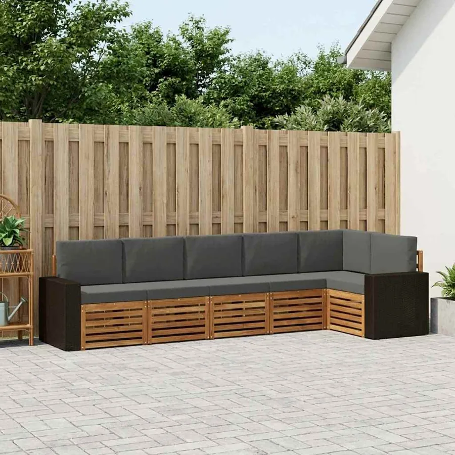 Ensemble de canapé d'angle 6 pcs Naturel et Anthracite