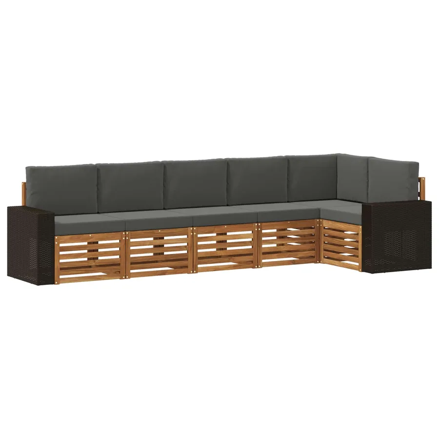 Ensemble de canapé d'angle 6 pcs Naturel et Anthracite - 2