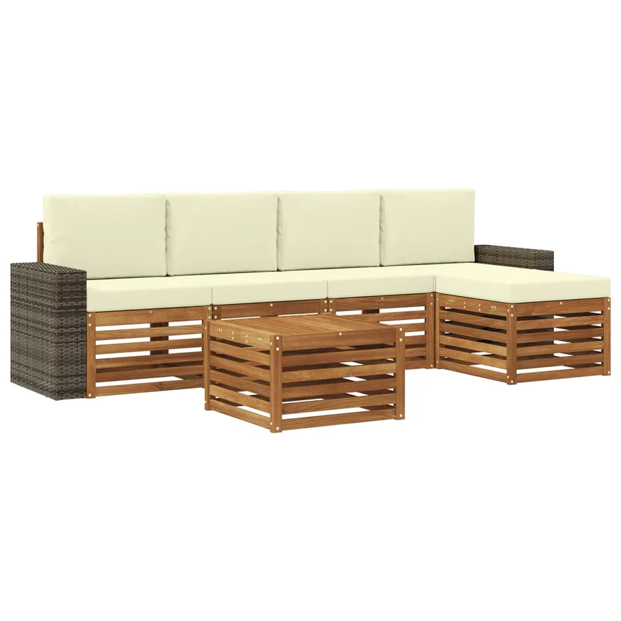 Ensemble de canapés d'extérieur 6 pcs Naturel et Crème - 2