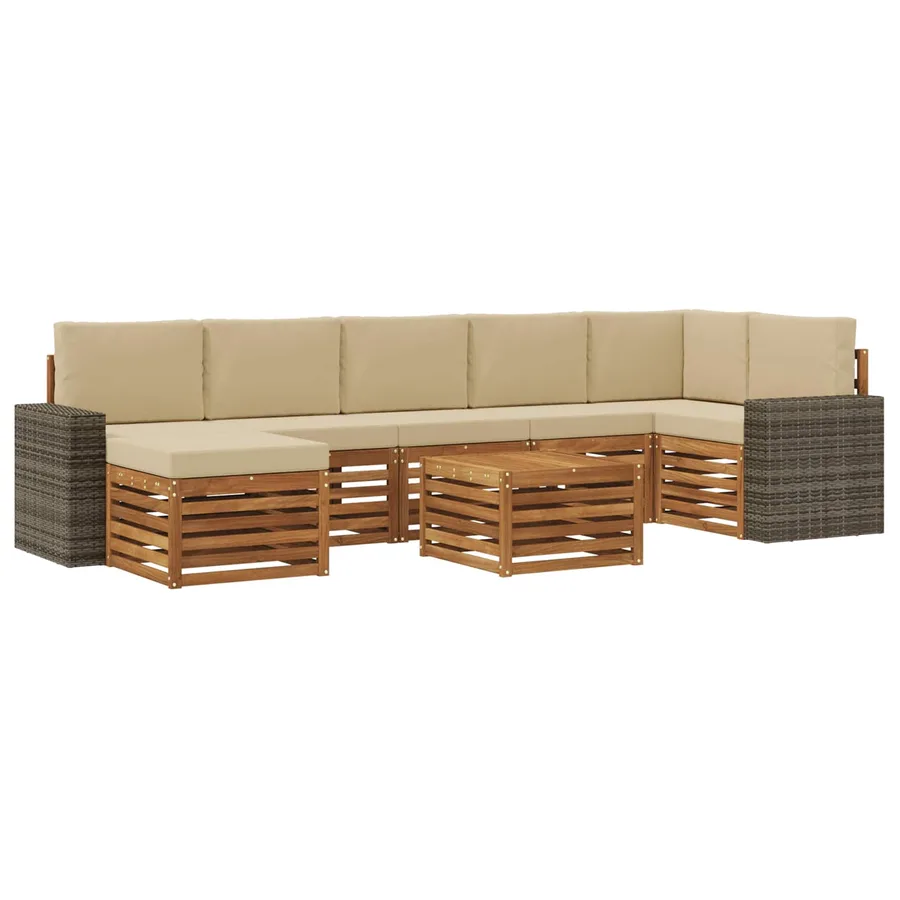 Ensemble de canapés d'extérieur 8 pcs Naturel et Beige - 2