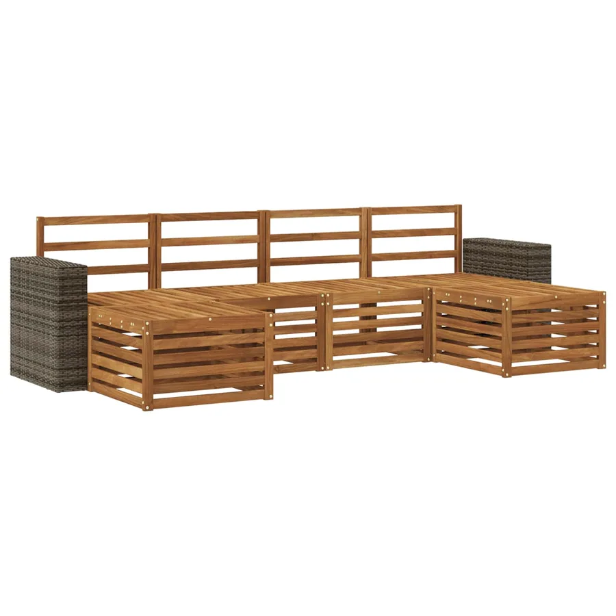 Ensembles de canapés 6 pcs Naturel Bois d'Acacia Massif - 2