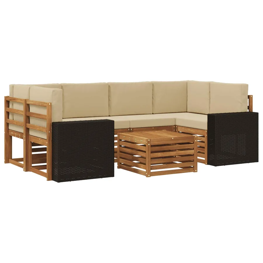 Ensemble de canapés d'extérieur 7 pcs Naturel et Beige - 2