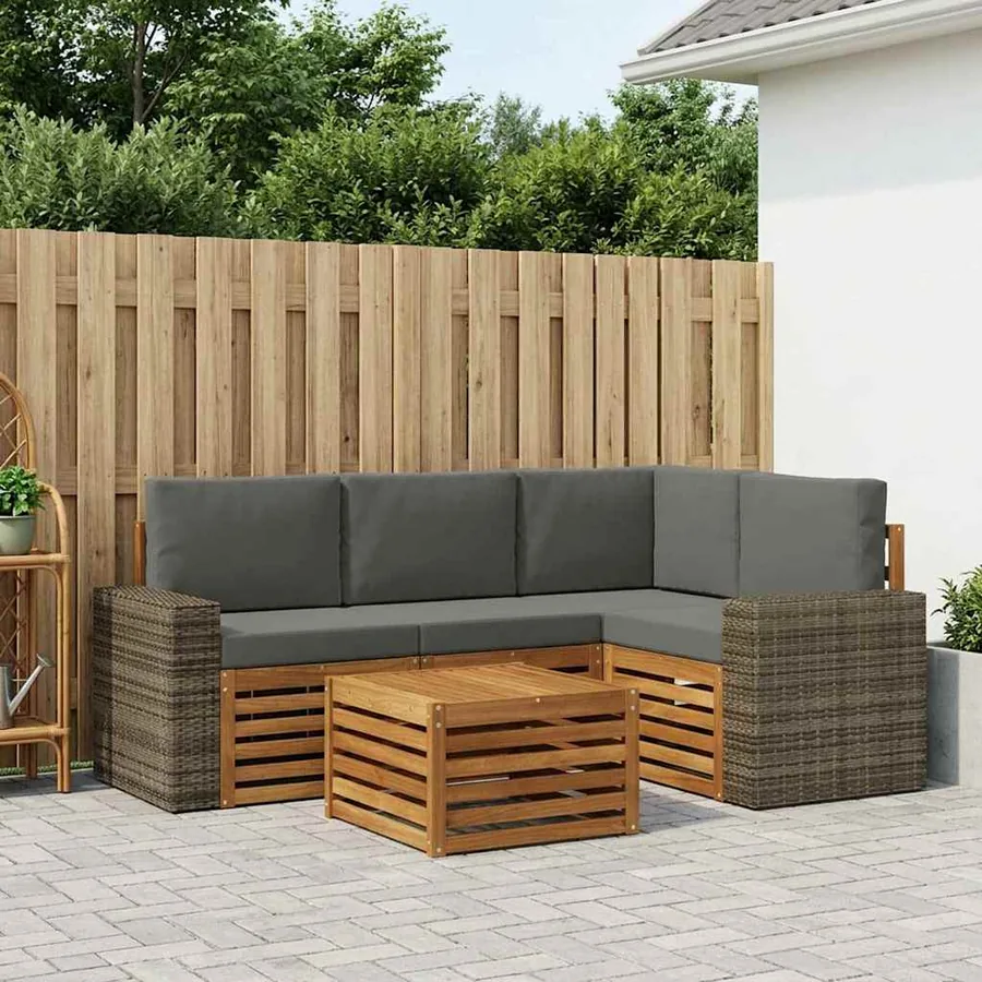 Ensemble de canapés d'extérieur 5 pcs Naturel et Anthracite
